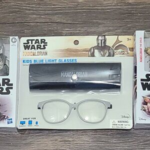 Bundle Star Wars Mandalorian Blue Light Glasses W/ Action Figures